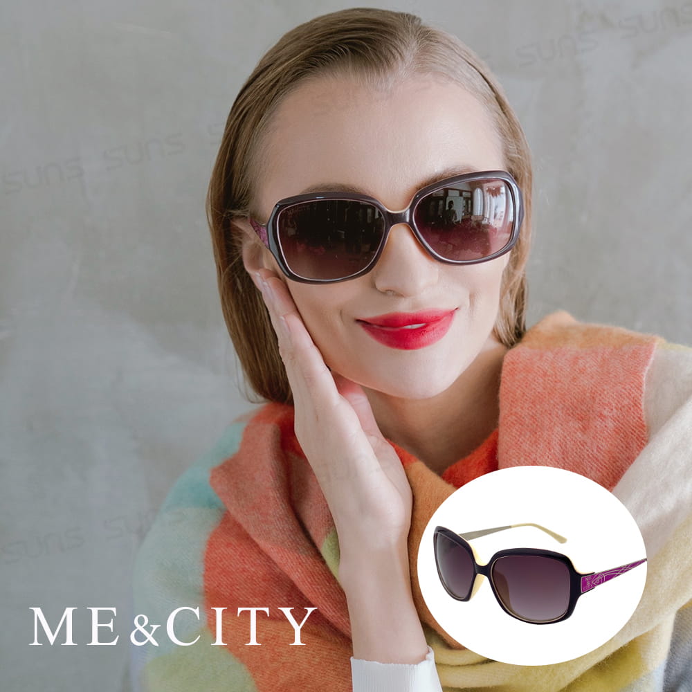 【ME&CITY】  浮雕閃耀花紋金屬太陽眼鏡 抗UV (ME 1218 W02) 0