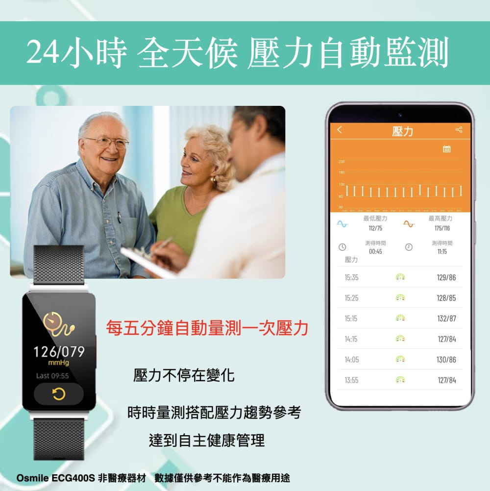 【Osmile】 ECG400S 心率 壓力 血氧 智能健康管理手錶 2