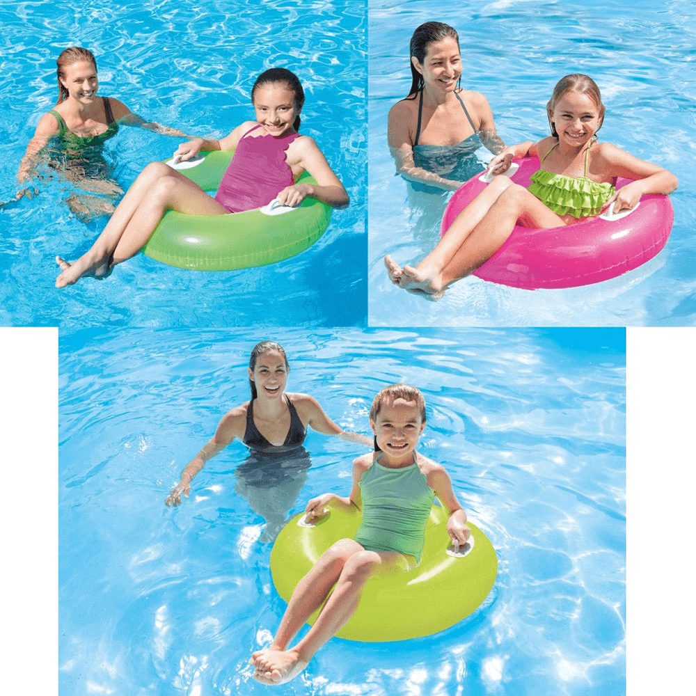 INTEX 直徑76cm雙手把單色充氣游泳圈 含把手 夏天玩水 戲水(8+)【SV61308】 1