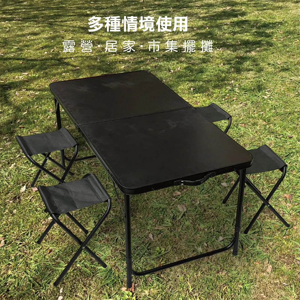 OUTDOORONE 墨黑四人折疊桌椅組 1桌4椅一體收納設計攜帶便利BLACK墨黑配色簡約有質感 9