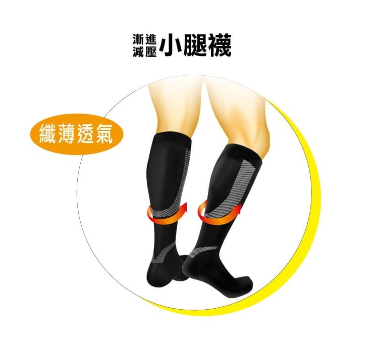 漸進減壓 壓縮小腿襪 纖薄透氣(一雙入) 2