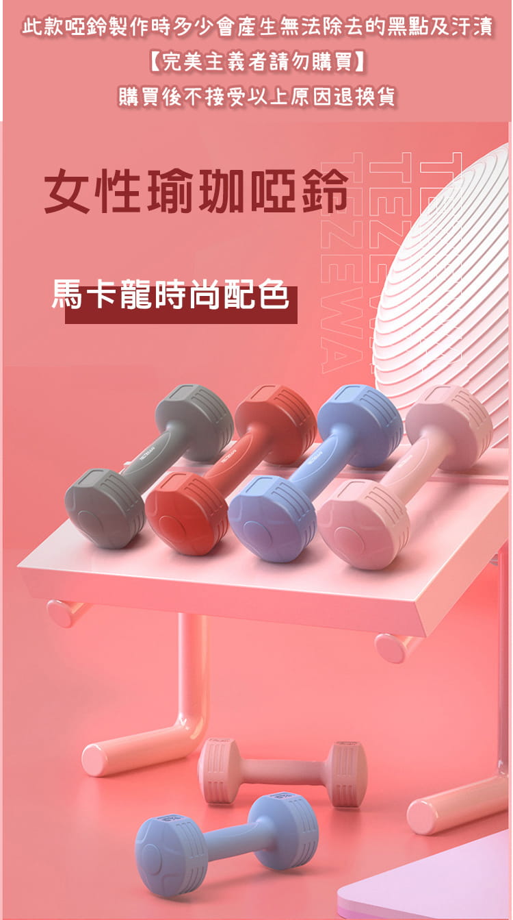 【X-BIKE 晨昌】3kg-2支入 時尚彩色款啞鈴 環保材質/一體成型 XFE-T486 2