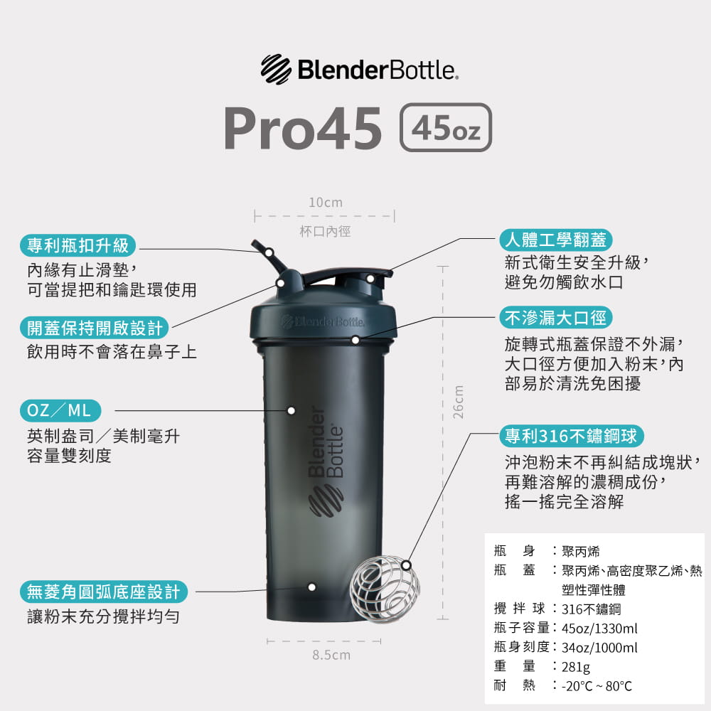 【Blender Bottle】Pro45系列｜一次滿足｜大容量搖搖杯｜45oz｜3色 8
