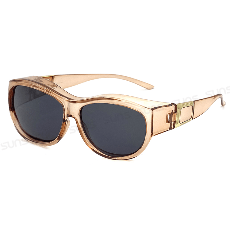 【suns】包覆式偏光墨鏡 透感暖茶方框墨鏡 抗UV400 (可套鏡) 11