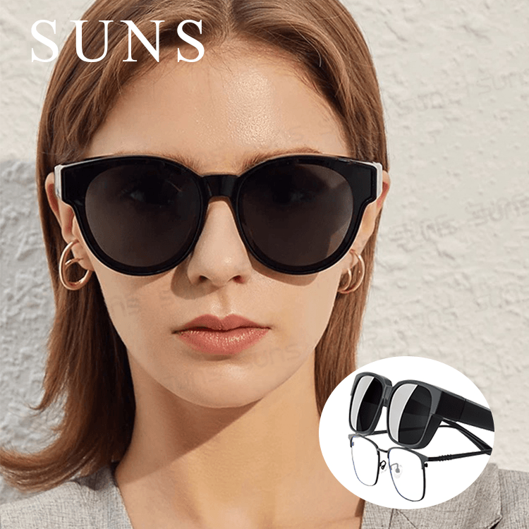 【suns】時尚圓框 經典黑偏光太陽眼鏡 抗UV400 (可套鏡) 0