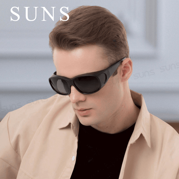 【suns】偏光特大款黑灰色套鏡太陽眼鏡  抗UV400 (可套鏡) 4