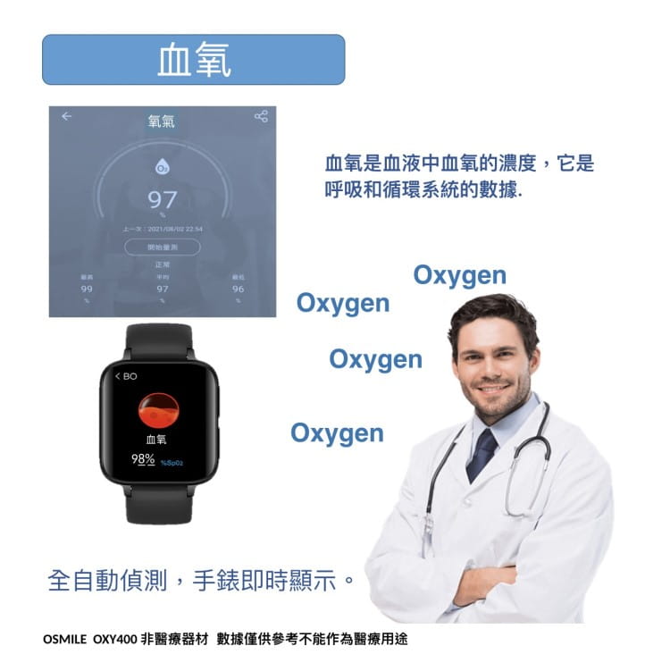【Osmile】OSMILE OXY400 全自動心率多功能血氧錶 5