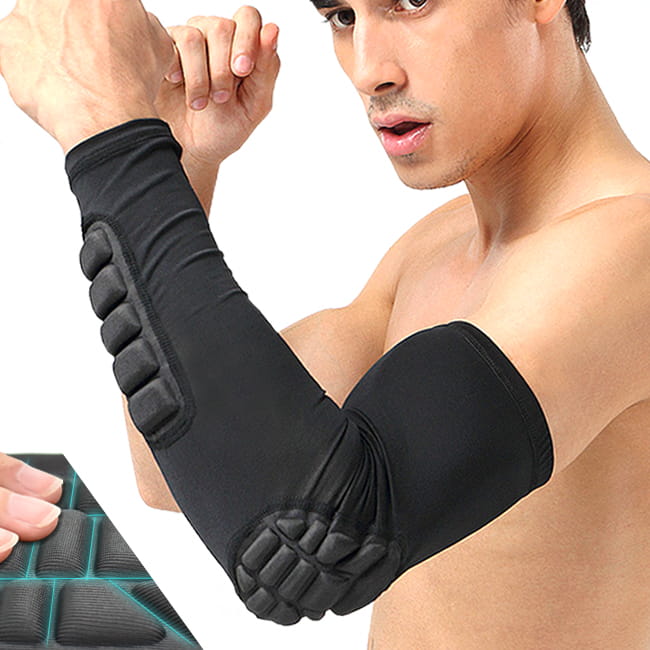 加長蜂窩墊防撞袖套 (蜂巢式運動防護手套/加壓縮護臂套護手臂套/全臂式關節護肘套) 0