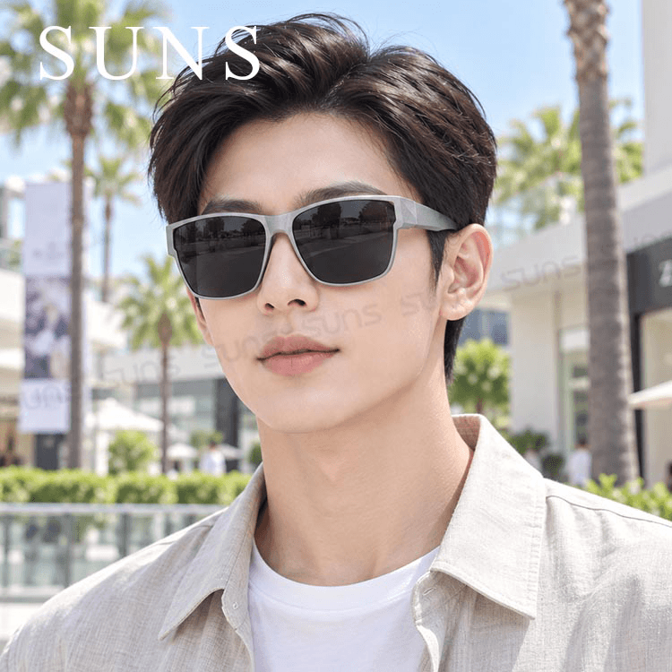 【suns】時尚方框科技銀偏光太陽眼鏡 抗UV400 (可套鏡) 3