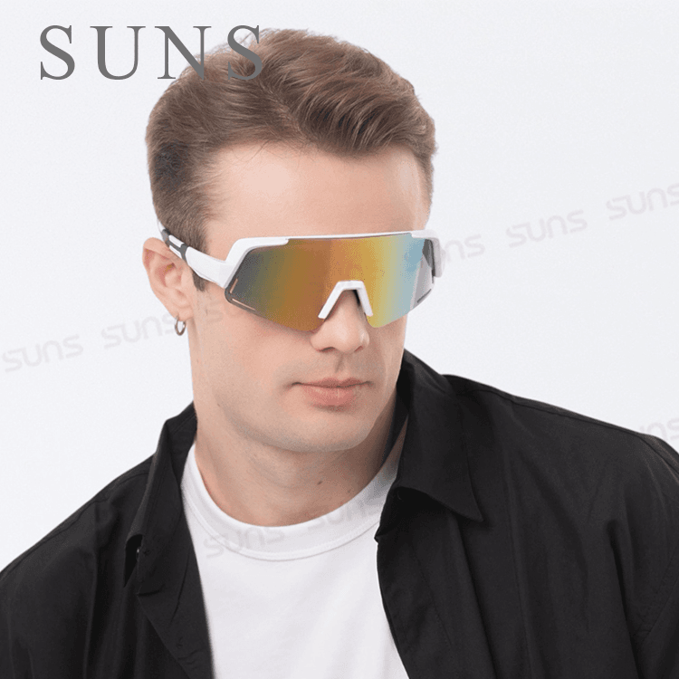 【suns】MIT戶外運動大框偏光墨鏡 風鏡柱面 白框紅水銀 抗UV400【S517】 1