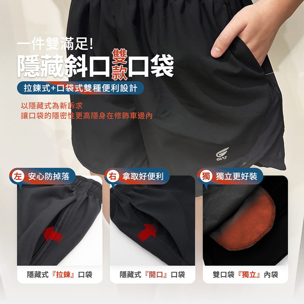 【GIAT】台灣製極輕量排汗運動短褲(女側網紗款) 5