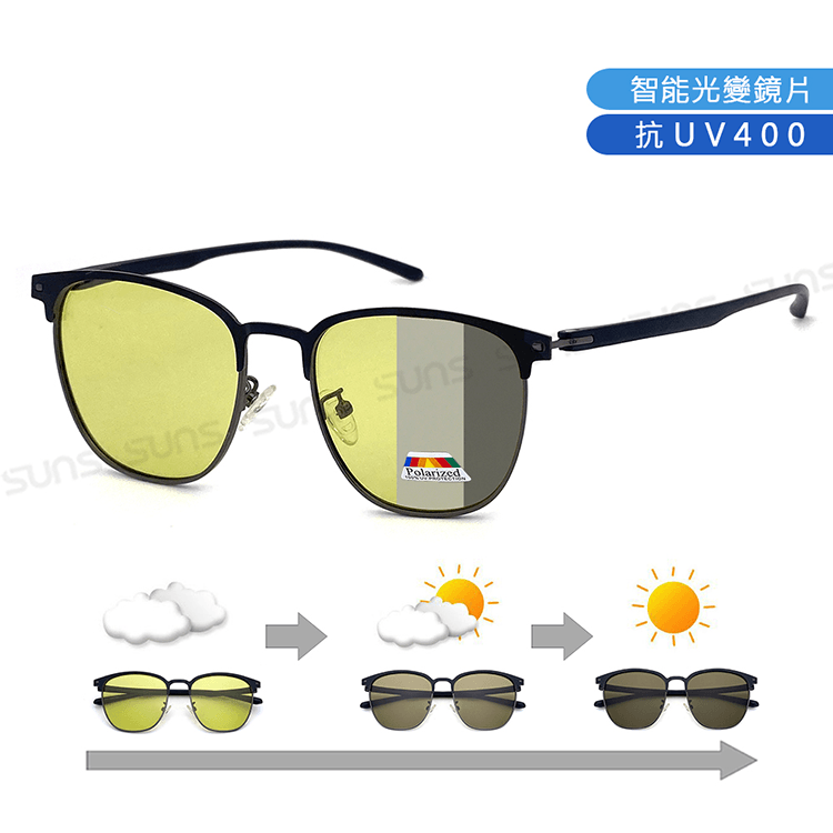 【suns】日夜兩用變色偏光太陽眼鏡 眉架方框墨鏡 抗UV 【7056】 0