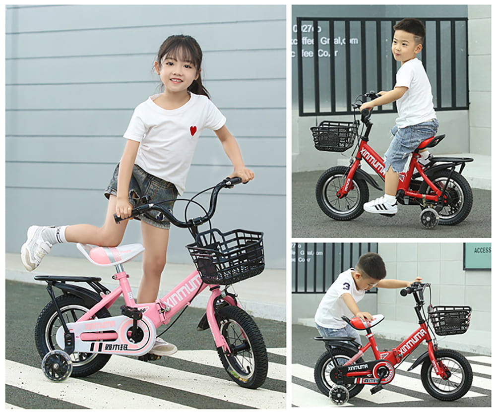BIKEONE MINI18 可摺疊兒童自行車14吋後貨架加閃光輔助輪小孩腳踏單車 17
