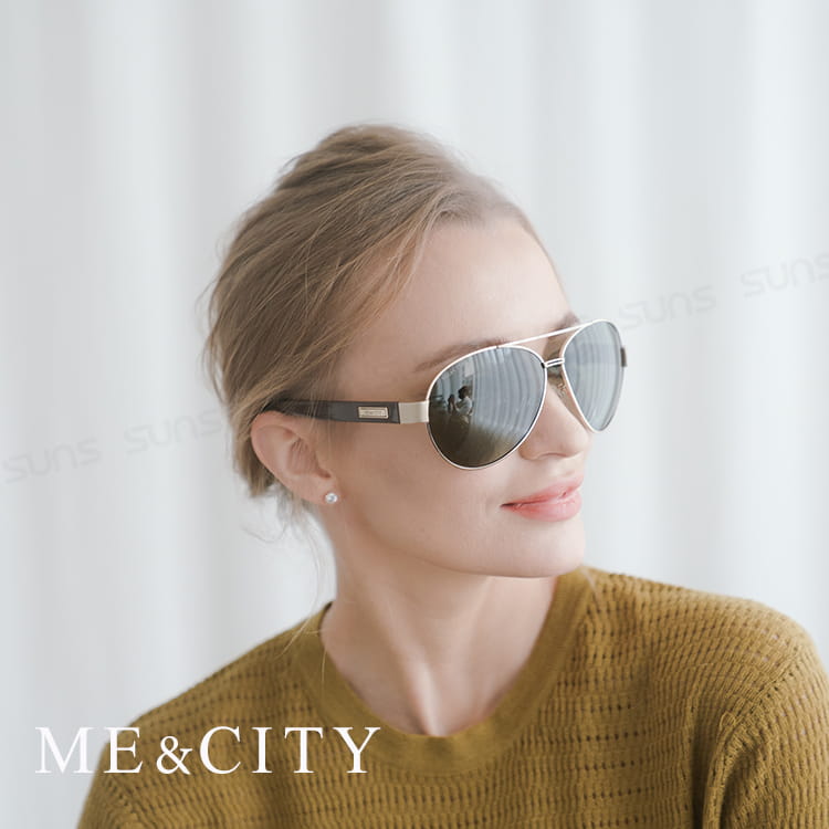 【ME&CITY】 時尚飛行員金屬偏光太陽眼鏡 抗UV(ME 1106 L01) 1