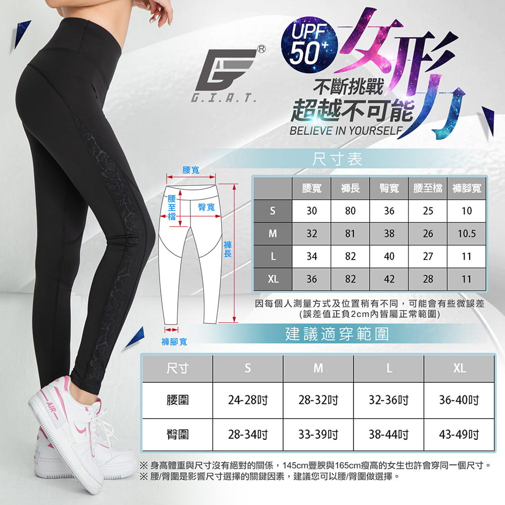 【GIAT】台灣製UV排汗機能壓力褲(女形力) 13