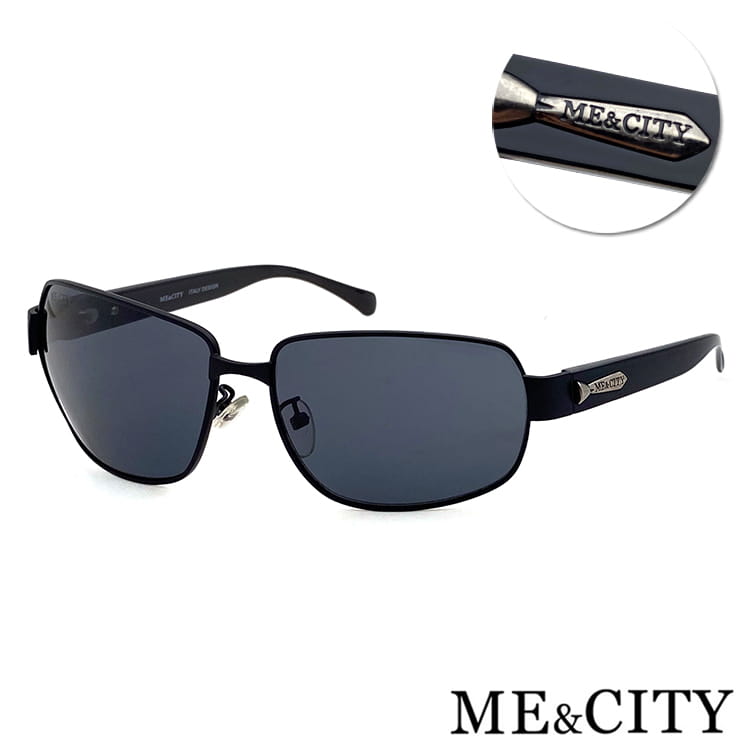 【ME&CITY】 義式紳士黑質感方框太陽眼鏡 抗UV (ME 110013 L600) 0