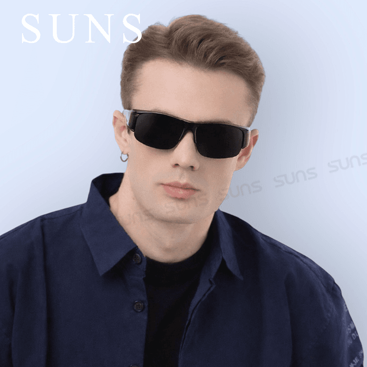 【suns】偏光太陽眼鏡 半框黑灰色 抗UV400 (可套鏡) 2