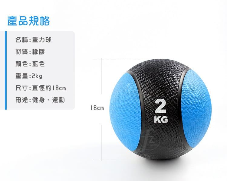 【ABSport】橡膠重力球（2KG－黑款）／健身球／重量球／藥球／實心球／平衡訓練球 1