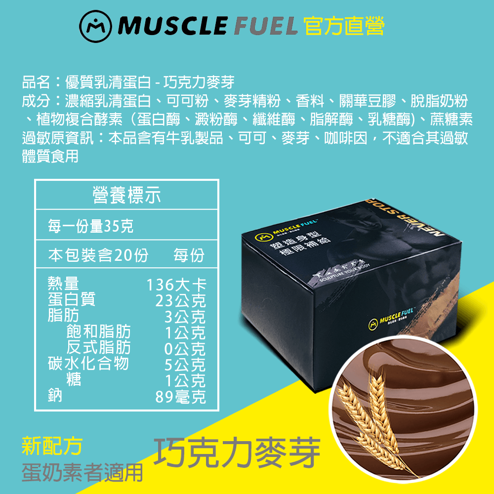 【Muscle Fuel】超進階乳清蛋白 20入禮盒｜天然無化學味｜乳糖不耐 低GI 適用 18