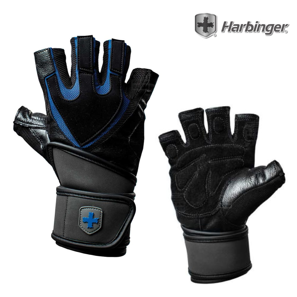 【Harbinger】#1250 男款黑藍色 重訓健身護腕手套 TRAINING WRISTWRAP 0