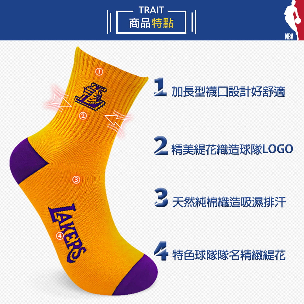 【NBA】球隊款緹花中筒襪 11