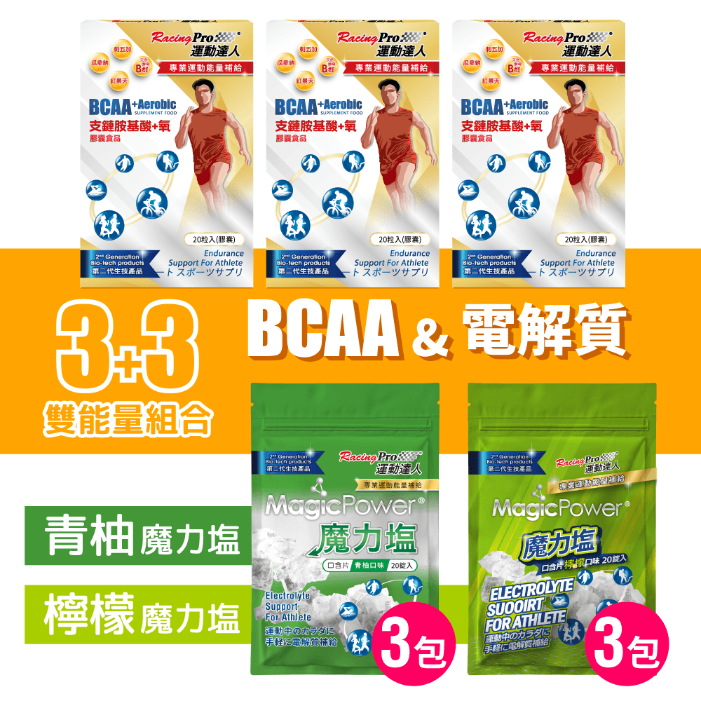 【RacingPro】【3+3優惠方案】涵氧BCAA+魔力塩口含片(三盒撘三包) 0