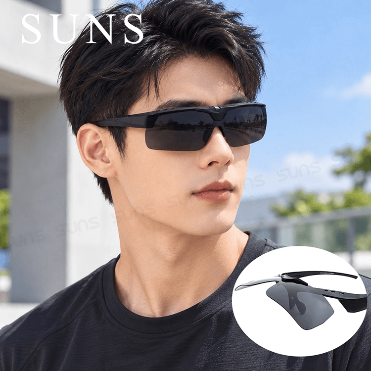 【suns】休閒上翻式偏光墨鏡  夜魅霧黑 (可套鏡) 抗UV 0