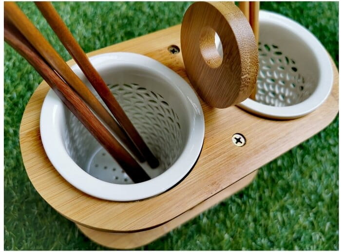 陶瓷筷子筒瀝水筷子架家用雙排餐具收納盒 5
