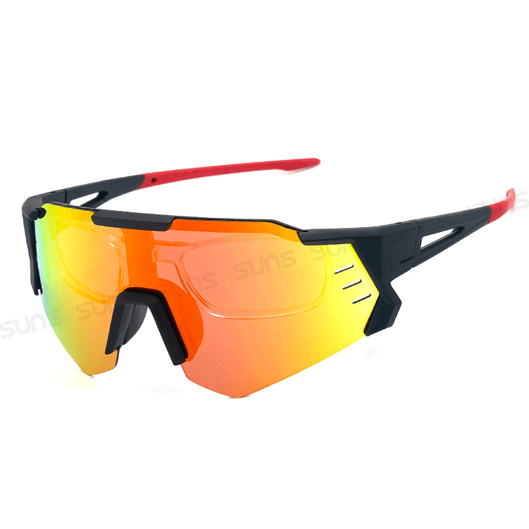 【suns】運動偏光太陽眼鏡 含內視鏡 黑框紅水銀 REVO電鍍 抗UV400 11