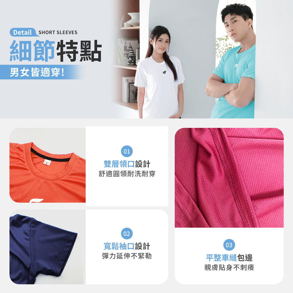 【GIAT】台灣製盾形輕量短袖排汗衣(男女適穿) 5