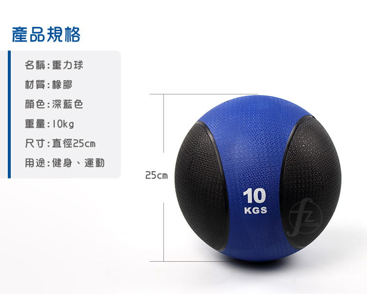 【ABSport】橡膠重力球（10KG－黑款）／健身球／重量球／藥球／實心球／平衡訓練球 1