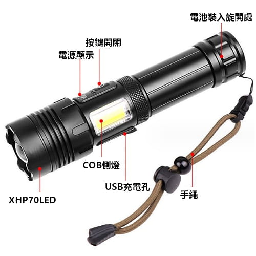 【TX】特林XHP70 LED伸縮變焦超強亮充電手電筒(T-2020X-P70) 5