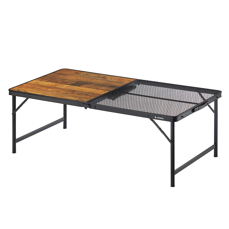 ATUNAS歐都納兩段式木紋鋁合金鋼網折疊桌(120*60)(A1CDEE06木紋) 4