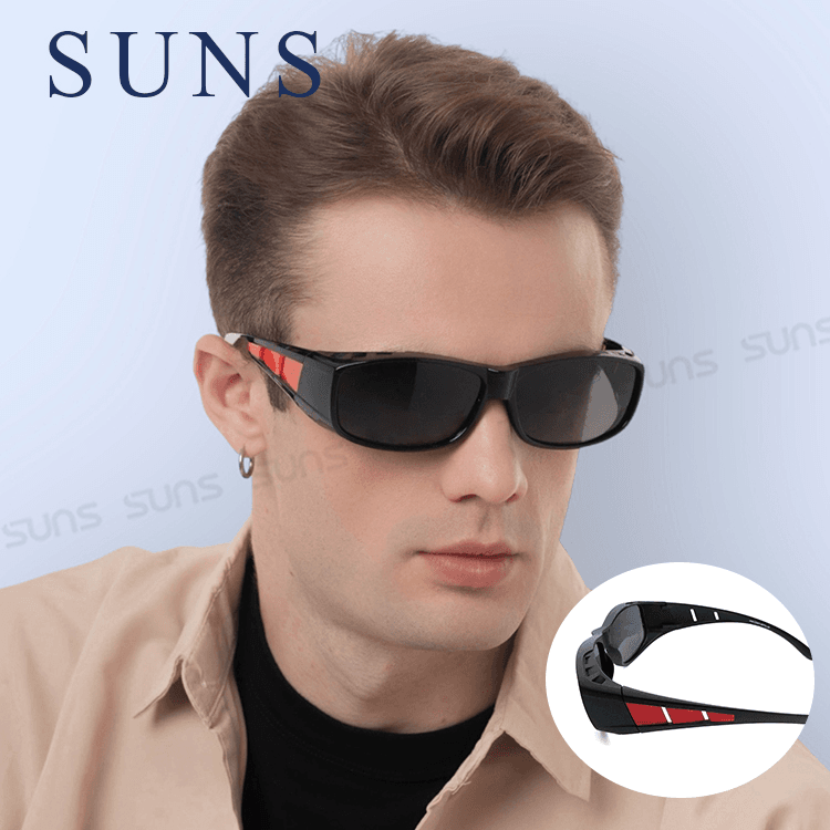 【suns】MIT包覆式偏光太陽眼鏡(紅框) 透氣/抗UV400 (可套鏡) 0