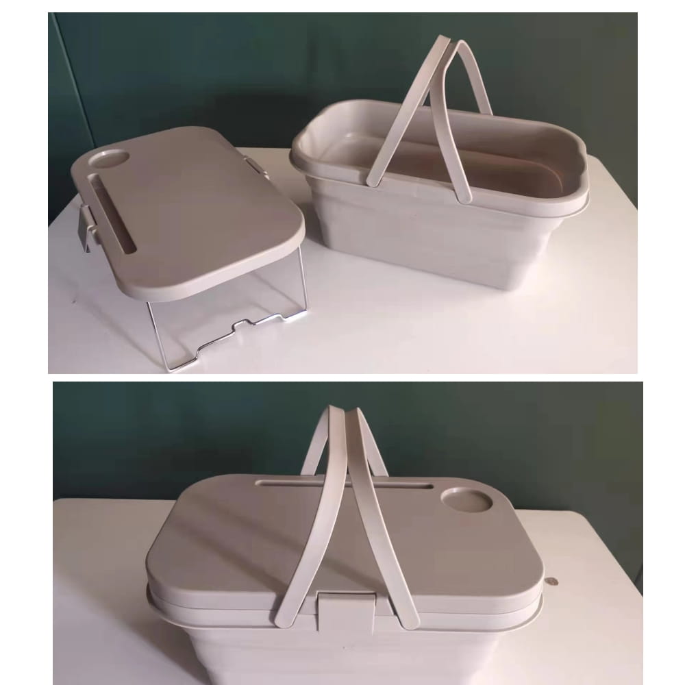 巨安戶外【111111144】日系野餐籃 多功能可折疊便攜大容量小桌提籃 摺疊水桶 8