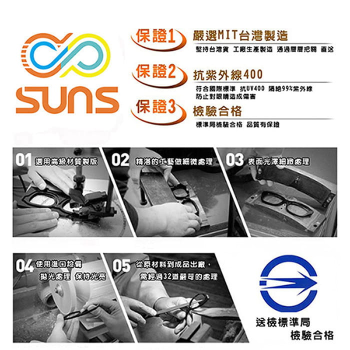 【suns】偏光太陽眼鏡(黑框)  抗UV400 (可套鏡) 14