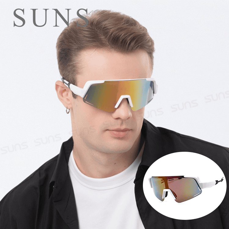 【suns】MIT戶外運動大框偏光墨鏡 風鏡柱面 白框紅水銀 抗UV400【S517】 0