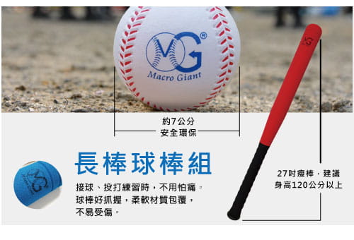 【Macro Giant】MIT 樂樂棒球打擊組 (附擊球架) PU發泡 安全棒球 6
