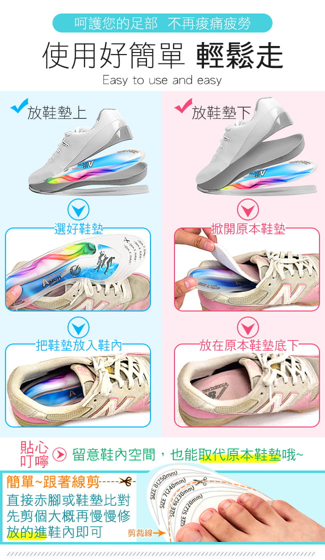 AIR ARCH可裁剪氣拱鞋墊(韓國製造) 按摩鞋墊 9