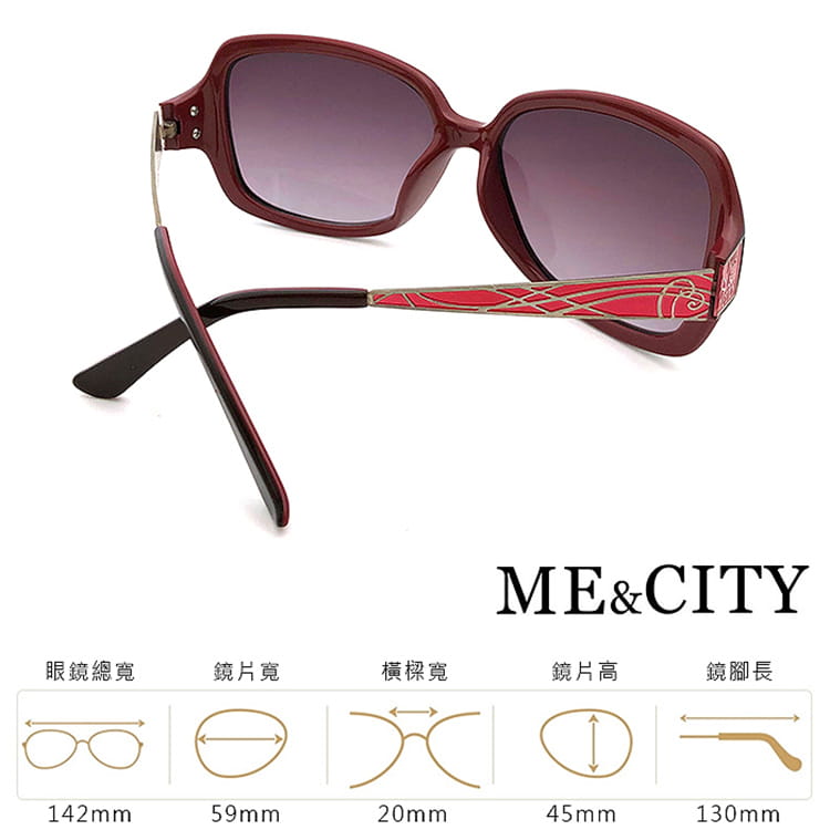 【ME&CITY】  浮雕閃耀花紋金屬太陽眼鏡 抗UV (ME 1218 J01) 12