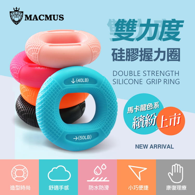 【MACMUS】馬卡龍2段力度握力圈｜握力器｜握力訓練｜20-70磅 1