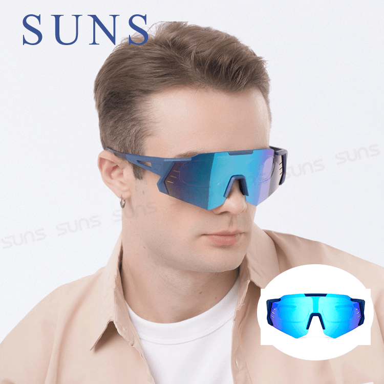 【suns】運動偏光太陽眼鏡 含內視鏡 藍框藍水銀 REVO電鍍 抗UV400 0