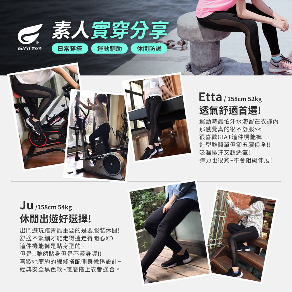 【GIAT】台灣製UV排汗機能壓力褲(撩心網美款) 8