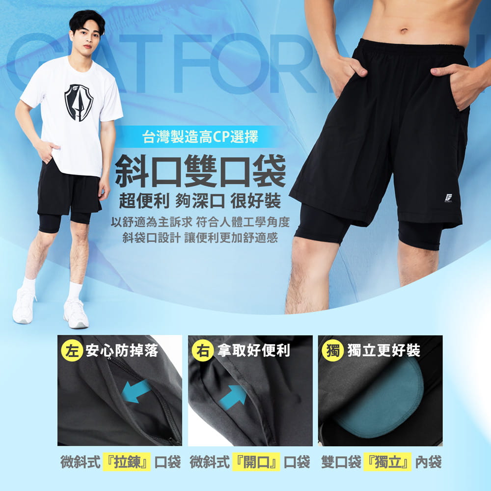 【GIAT】台灣製雙層防護排汗短褲(男款) 4