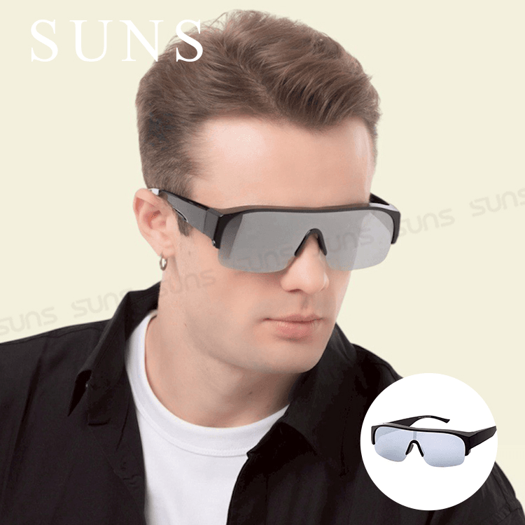 【suns】大框墨鏡 白水銀偏光太陽眼鏡 抗UV400 (可套鏡) 0