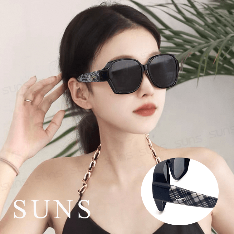 【suns】時尚精品大框偏光墨鏡 英倫經典格紋 (可套鏡) 抗UV400 2