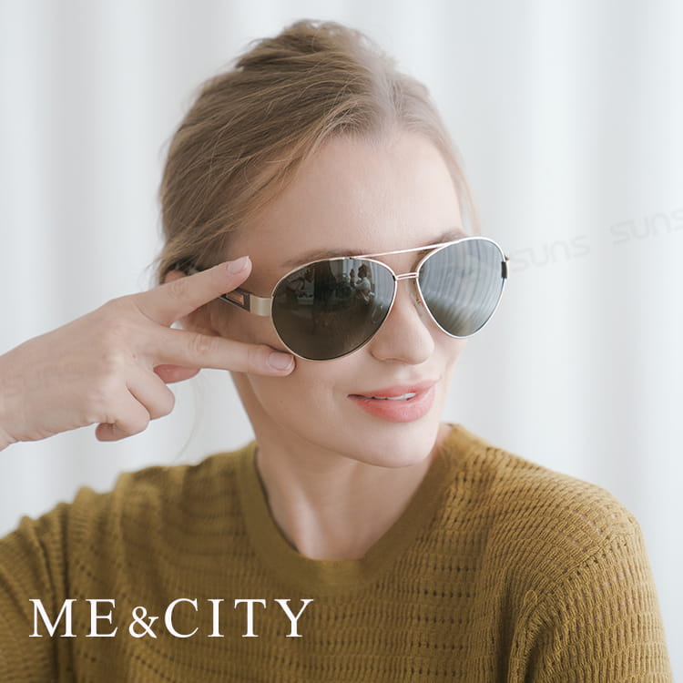 【ME&CITY】 時尚飛行員金屬偏光太陽眼鏡 抗UV(ME 1106 L01) 2
