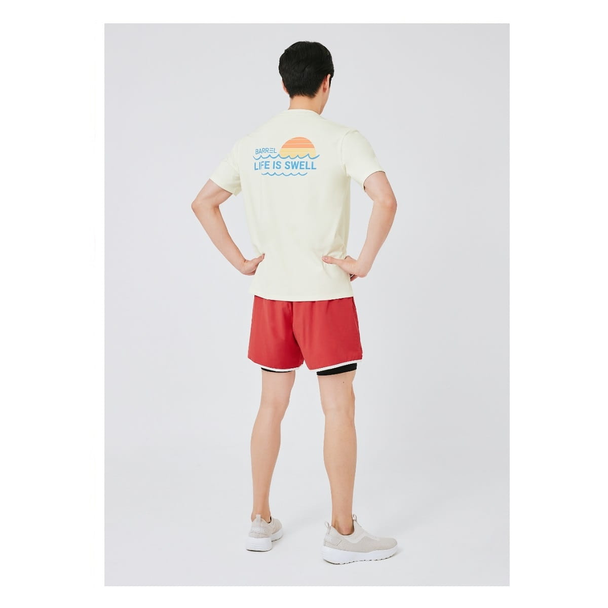 【BARREL】悠閒男款兩件式海灘褲 #SOFT RED 2