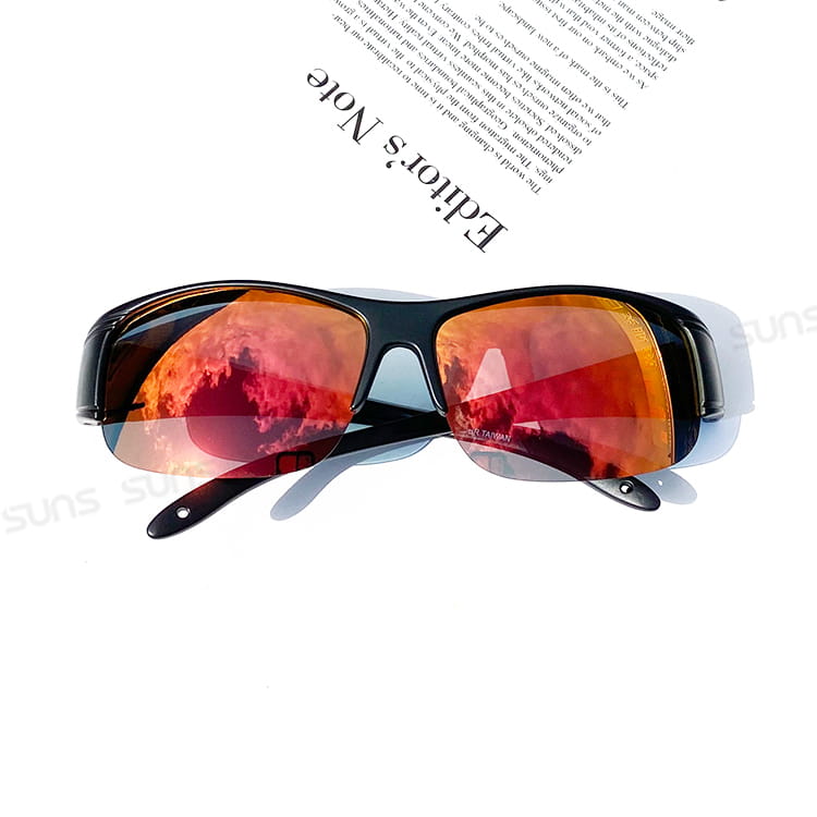 【suns】偏光太陽眼鏡 半框紅水銀 抗UV400 (可套鏡) 2