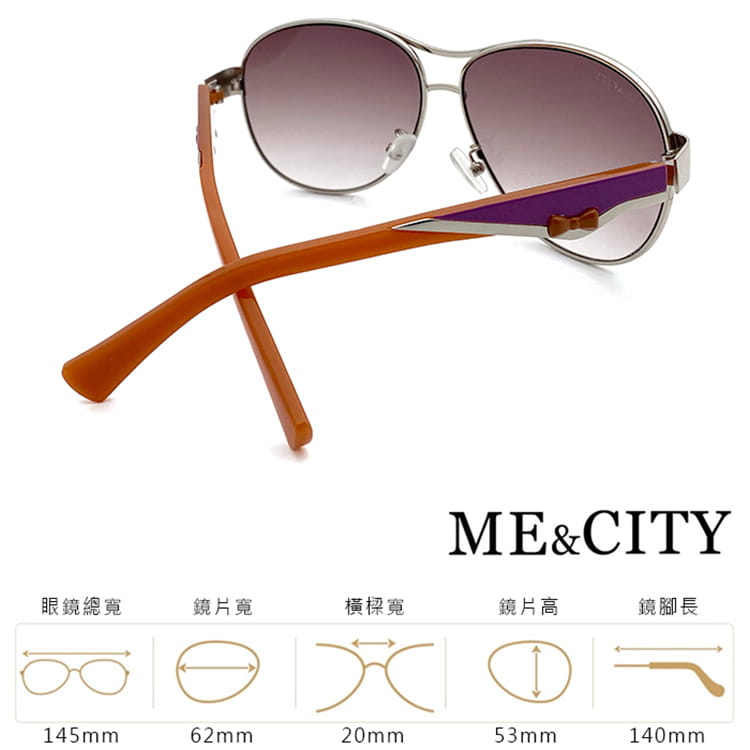 【ME&CITY】 義式典藏高貴太陽眼鏡 斜邊雙色點綴 (ME 120033 B631) 12